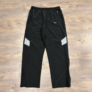 Reebok Men's Black Track Pants with Gray Accents Drawstring & Ankle Zip Sz - XL